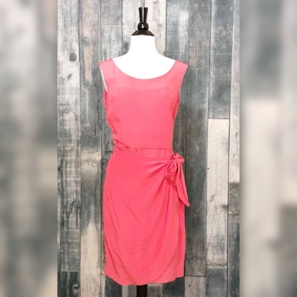 Nancy Crystal‎ Silk Faux Wrap Dress Size 6
